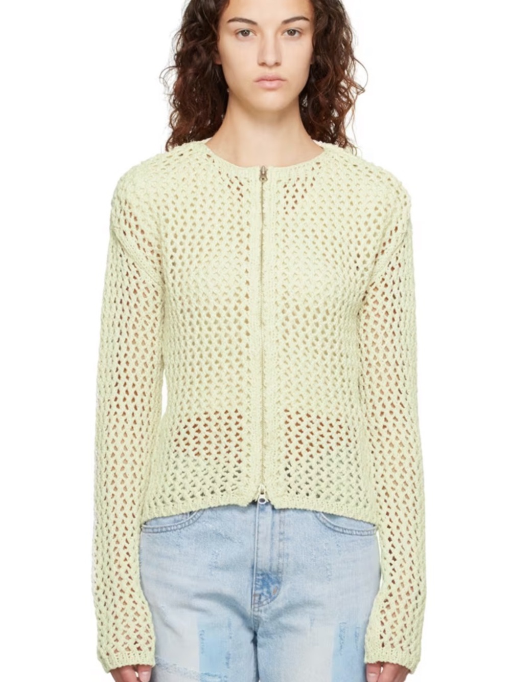 Open YY beige zipped sweater jacket